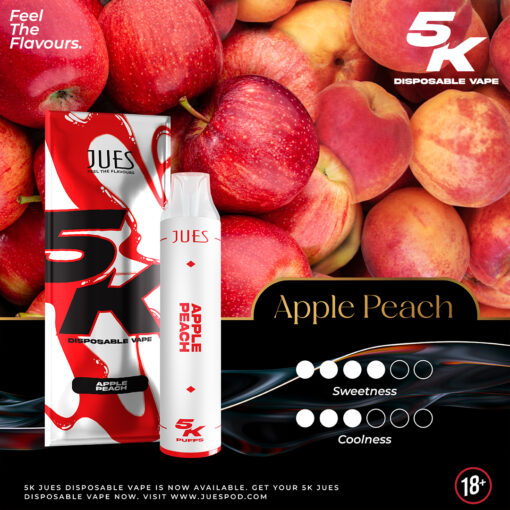 Jues 5000 Puffs กลิ่น Apple Peach (แอปเปิ้ลพีช) 
