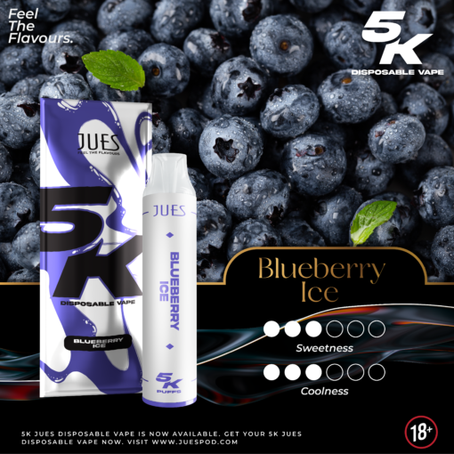 Jues 5000 Puffs กลิ่น Blueberry Ice (บลูเบอร์รี่) 
